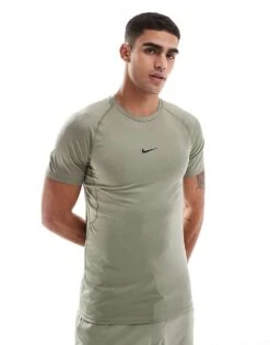 Nike Training Dri-FIT Muscle Fit T-shirt In Khaki For Men