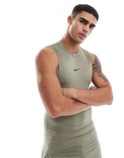 Nike Training Dri-FIT Muscle Fit Vest In Khaki For Men -Nike Sales Store 207051507 1 khaki 1