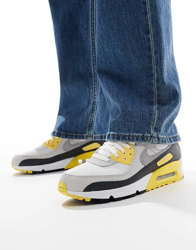 Nike Air Max 90 Trainers In Grey And Yellow - GREY For Men 8 Nike Air Max 90 Trainers In Grey And Yellow - GREY For Men - Image 6