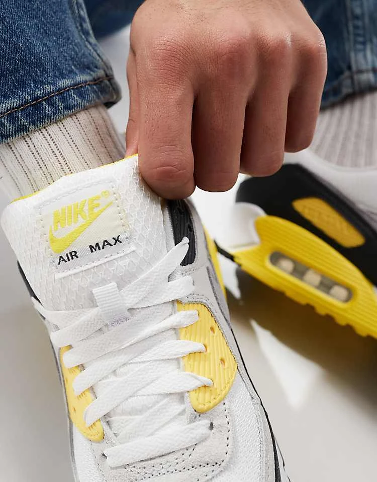Nike Air Max 90 Trainers In Grey And Yellow - GREY For Men 7 Nike Air Max 90 Trainers In Grey And Yellow - GREY For Men - Image 5