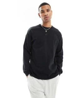 Nike Premium Essentials Long Sleeve T-shirt In Black For Men -Nike Sales Store 207053628 2