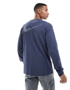Nike Long Sleeve T-shirt In Dark Navy For Men -Nike Sales Store 207053791 2