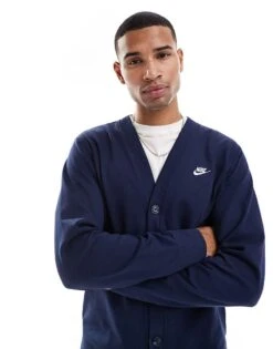 Nike Club Cardigan In Dark Navy For Men