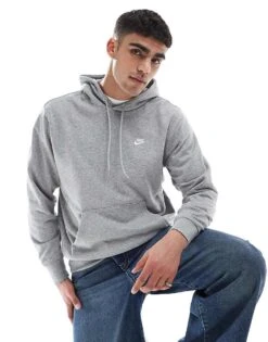 Nike Club Hoodie In Grey For Men