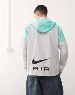 Nike Air Run Jacket In Grey And Turquoise For Men -Nike Sales Store 207054254 2