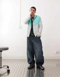 Nike Air Run Jacket In Grey And Turquoise For Men -Nike Sales Store 207054254 3