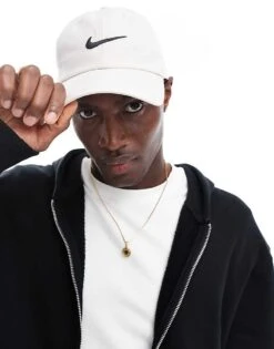 Nike Club Swoosh Hat In Cream For Men