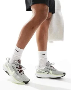 Nike Running ReactX Pegasus Trail 5 Trainers In Light Silver For Men Grey