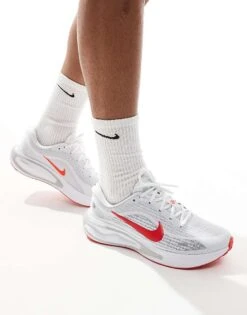 Nike Running Journey Run Trainers In White And Red For Men