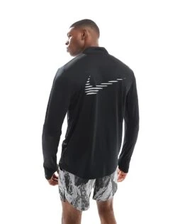 Nike Running Pacer Flash Half Zip Longsleeve Top In Black For Men -Nike Sales Store 207059975 3
