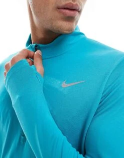 Nike Running Pacer Dri-FIT Half Zip Longsleeve Top In Turquoise For Men Light Blue -Nike Sales Store 207060209 3