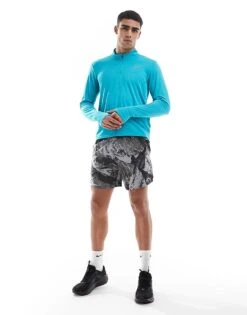 Nike Running Pacer Dri-FIT Half Zip Longsleeve Top In Turquoise For Men Light Blue -Nike Sales Store 207060209 4
