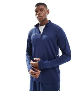 Nike Football Academy 25 Dri-FIT Half Zip Longsleeve Top In Navy For Men