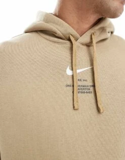 Nike Club Swoosh Graphic Backprint Hoodie In Beige For Men -Nike Sales Store 207357331 4