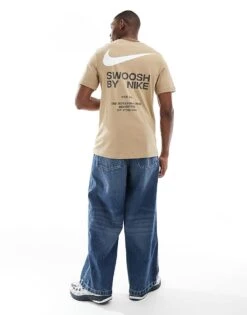 Nike Club Swoosh Graphic T-shirt In Beige For Men -Nike Sales Store 207357340 1 beige 1