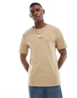 Nike Club Swoosh Graphic T-shirt In Beige For Men -Nike Sales Store 207357340 2