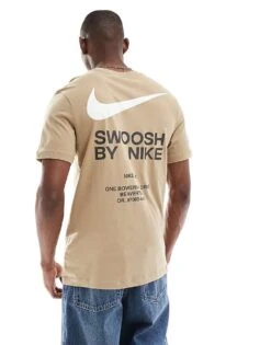 Nike Club Swoosh Graphic T-shirt In Beige For Men -Nike Sales Store 207357340 4