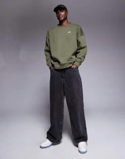 Nike Club Sweatshirt In Olive For Men Mid Green -Nike Sales Store 207357345 1 midgreen 1