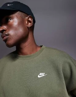 Nike Club Sweatshirt In Olive For Men Mid Green -Nike Sales Store 207357345 3