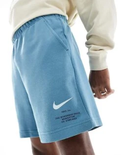 Nike Swoosh Graphic Shorts In Blue For Men Mid Blue -Nike Sales Store 207357353 3