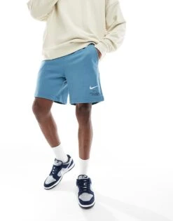 Nike Swoosh Graphic Shorts In Blue For Men Mid Blue -Nike Sales Store 207357353 5