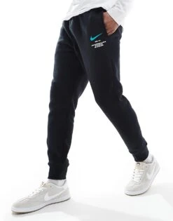 Nike Club Swoosh Graphic Joggers In Black And Blue For Men -Nike Sales Store 207357365 1 black 1