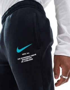 Nike Club Swoosh Graphic Joggers In Black And Blue For Men -Nike Sales Store 207357365 4