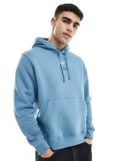 Nike Club Swoosh Graphic Backprint Hoodie In Blue For Men Mid Blue -Nike Sales Store 207357386 4