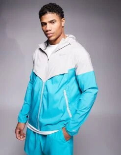 Nike Running Windrunner Jacket In Grey And Blue For Men Mid Blue -Nike Sales Store 207505078 1 midblue 1