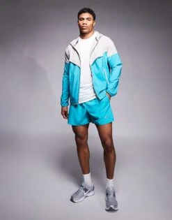 Nike Running Windrunner Jacket In Grey And Blue For Men Mid Blue -Nike Sales Store 207505078 3