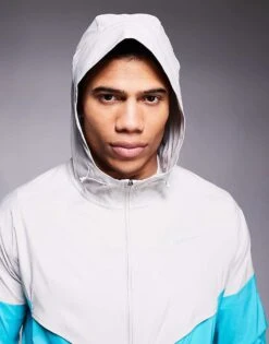 Nike Running Windrunner Jacket In Grey And Blue For Men Mid Blue -Nike Sales Store 207505078 4