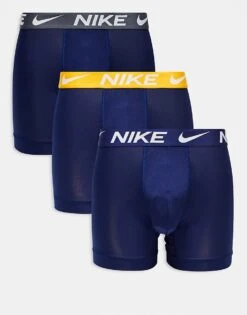Nike Dri-Fit Essential Microfibre 3 Pack Boxer Briefs In Navy With Contrast Waistbands For Men Blue Void - Uni Go -Nike Sales Store 207806623 1 bluevoidunigo 1