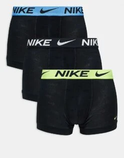 Nike Elite Breathe 3 Pack Trunks In Black With Repeat Logo Print For Men Blk Lg Msh Pnt - U