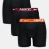 Nike Dri-Fit Essential Microfibre 3 Pack Boxer Briefs In Black With Contrast Waistband For Men Blk - Safety Orang -Nike Sales Store 207806797 1 blksafetyorang