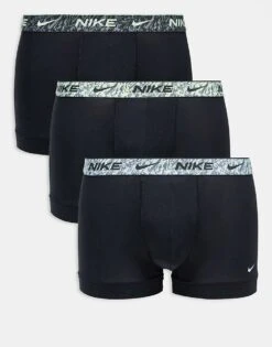 Nike Everyday Cotton Stretch 3 Pack Trunks In Black With Graffiti Waistband For Men Blk - Glac Bl/ Brl -Nike Sales Store 207806811 1 blkglacblbrl 1